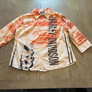 Harley Davidson three-quarter link sleeve button-down shirt 1W